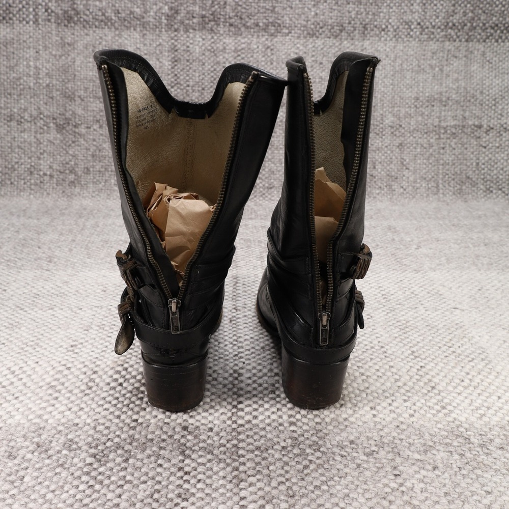 Freebird by Steven Pikes Black Leather Mid Calf Buckle Boots FB-PIKES Womens 9